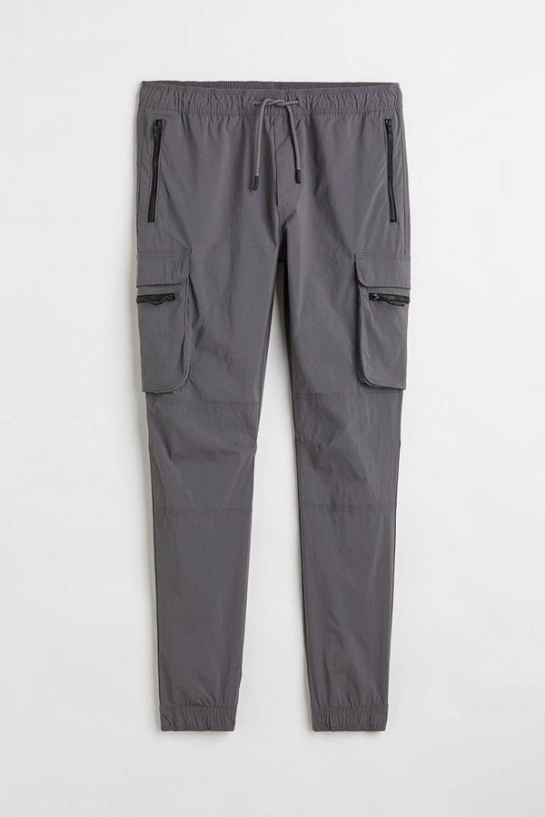 H&M Cargojoggers i nylon Skinny Fit grå