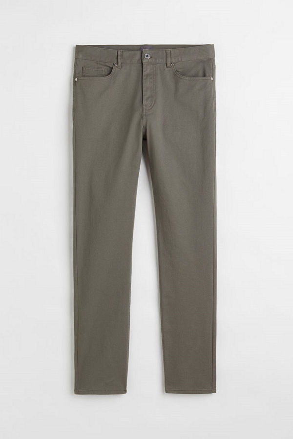 H&M Byxa i bomullstwill Slim Fit grön