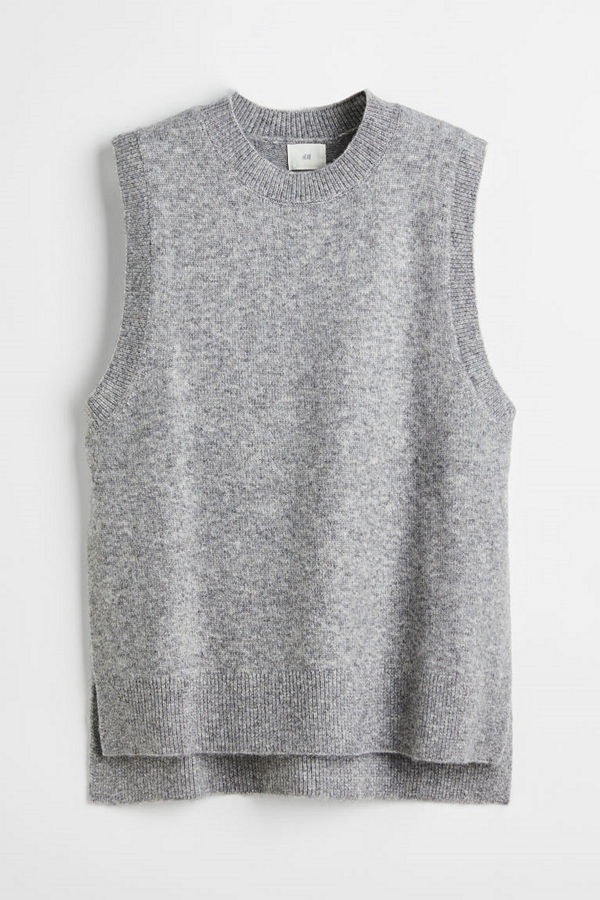 H&M Stickad slipover grå