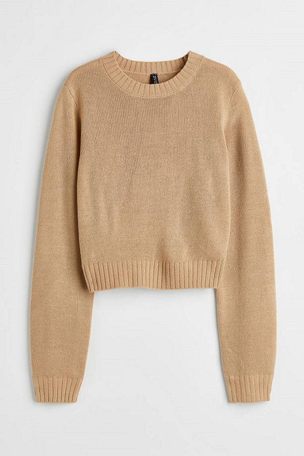 H&M Finstickad tröja beige