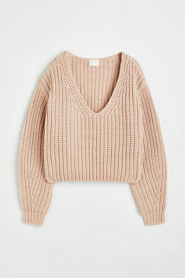 H&M Ribbstickad tröja beige