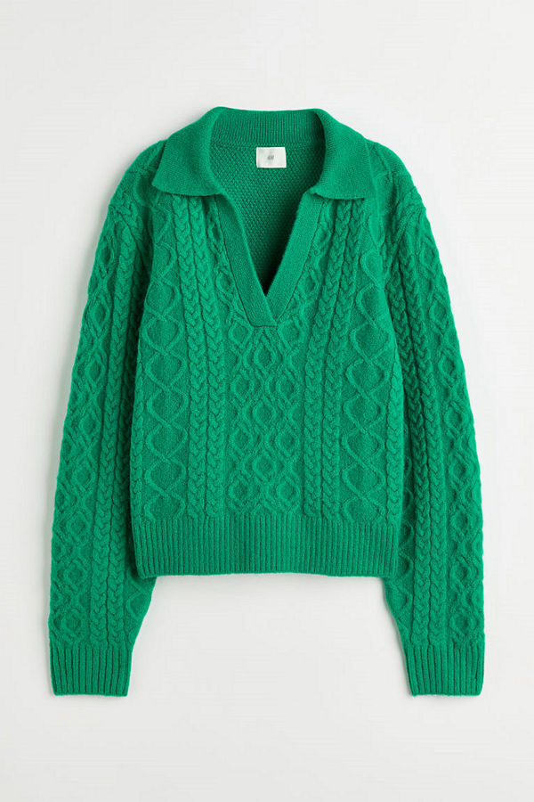 H&M Kabelstickad tröja grön