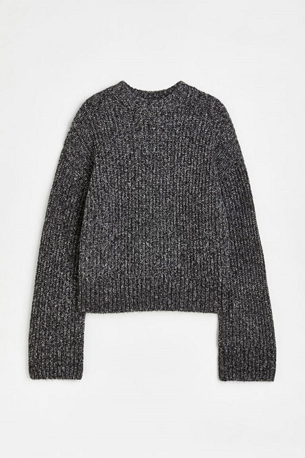 H&M Oversized ribbstickad tröja svart