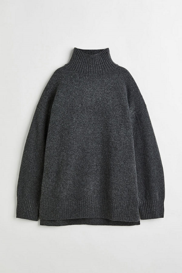 H&M Stickad polotröja grå