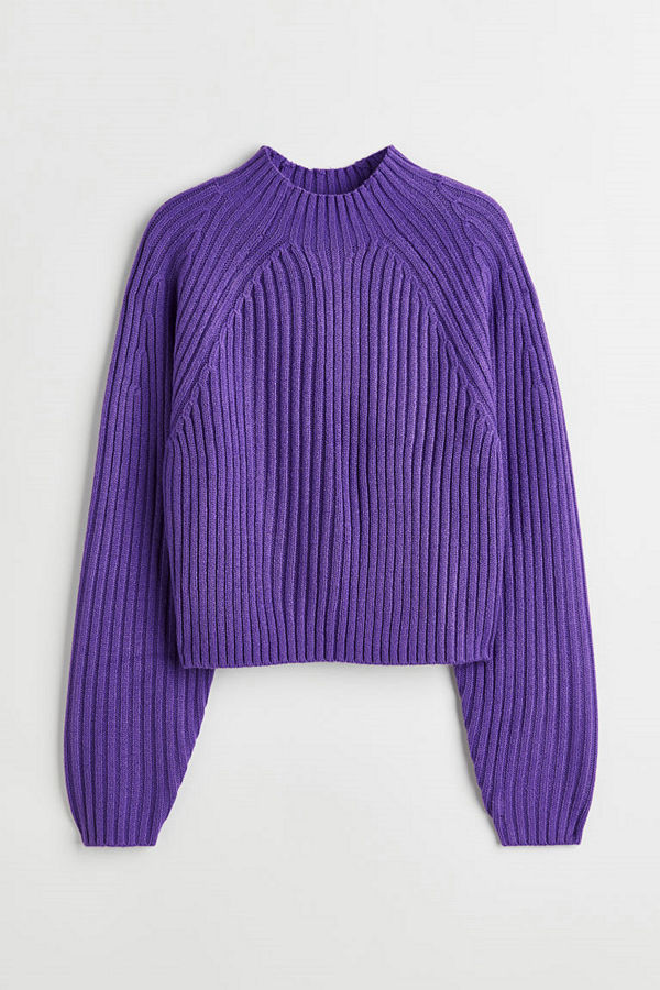 H&M Ribbstickad tröja lila