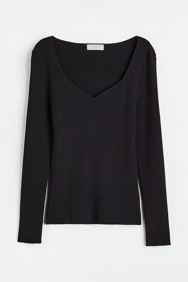 H&M Ribbstickad tröja svart