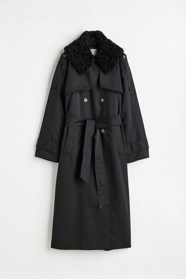 H&M Dubbelknäppt trenchcoat svart