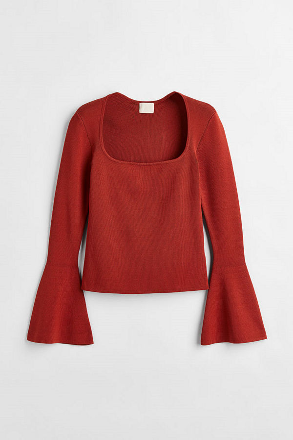 H&M Topp med utställd ärm orange