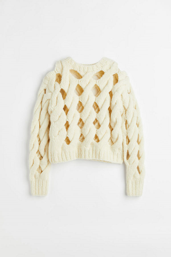 H&M Kabelstickad tröja vit