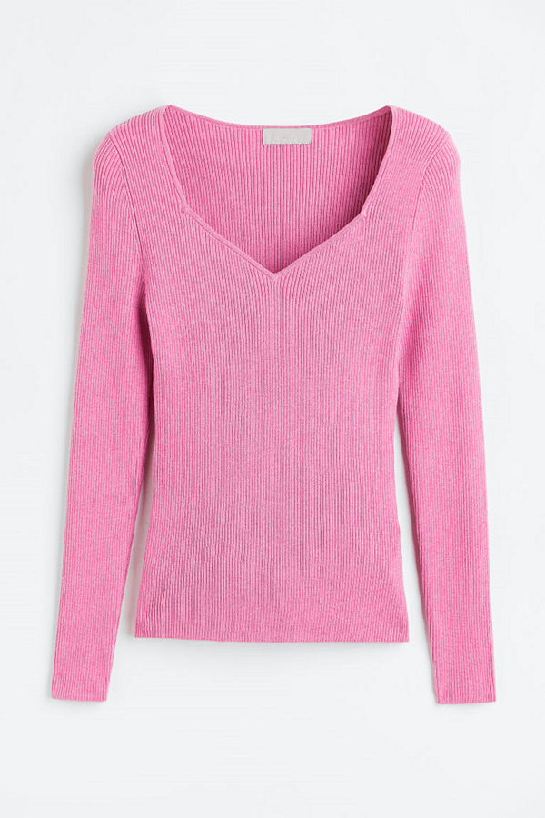 H&M Ribbstickad tröja rosa