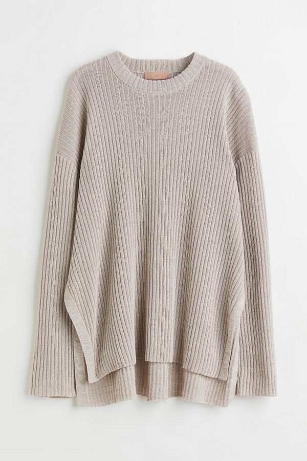 H&M Ribbstickad tröja grå