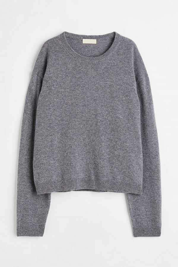 H&M Finstickad kashmirtröja lila