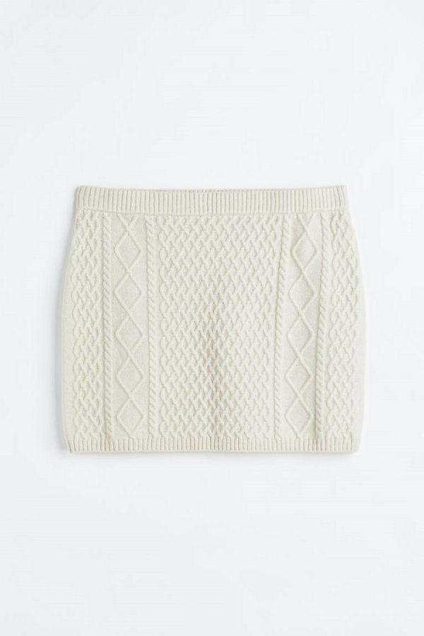 H&M Kabelstickad kjol beige
