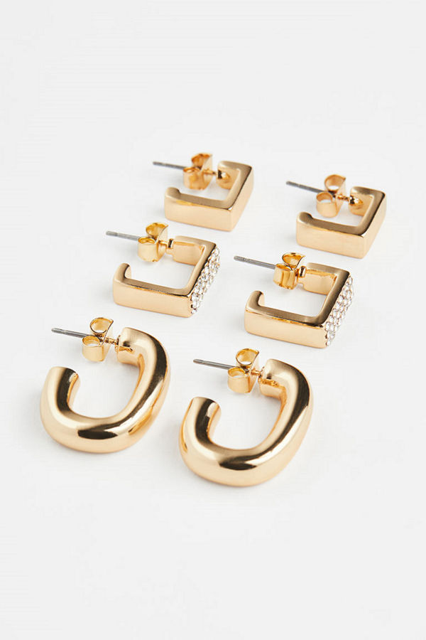 H&M 3 par örhängen guld