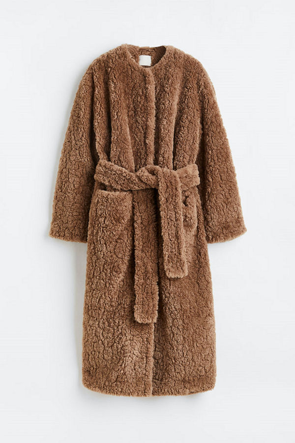 H&M Mjuk kappa med knytskärp beige