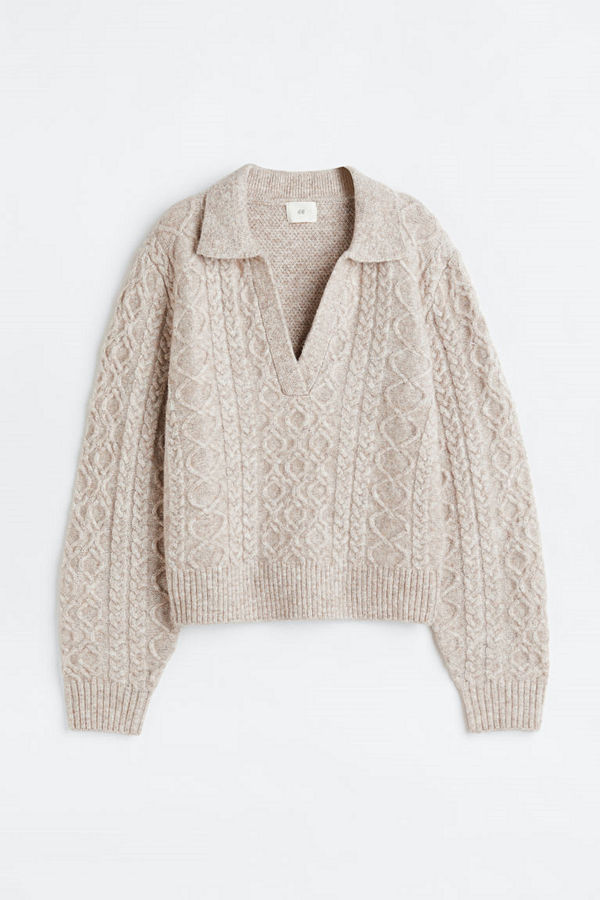 H&M Kabelstickad tröja beige