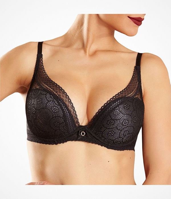 Chantelle Festivite Lace Plunge Bra Black