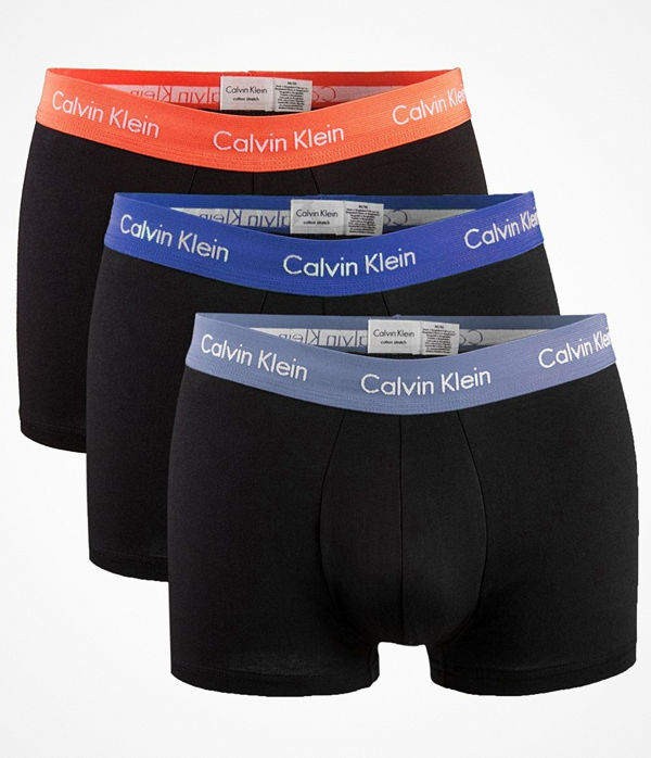 Calvin Klein 3-pack Cotton Stretch Trunks Black/Red