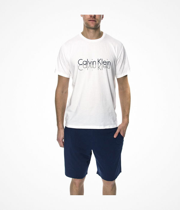 Calvin Klein Knit PJ In A Box PJ Short W SS Crew White/Blue