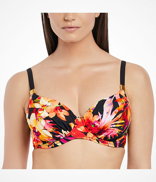 Fantasie Ko Phi Phi Gathered Full Cup Bikini Top Black pattern-2