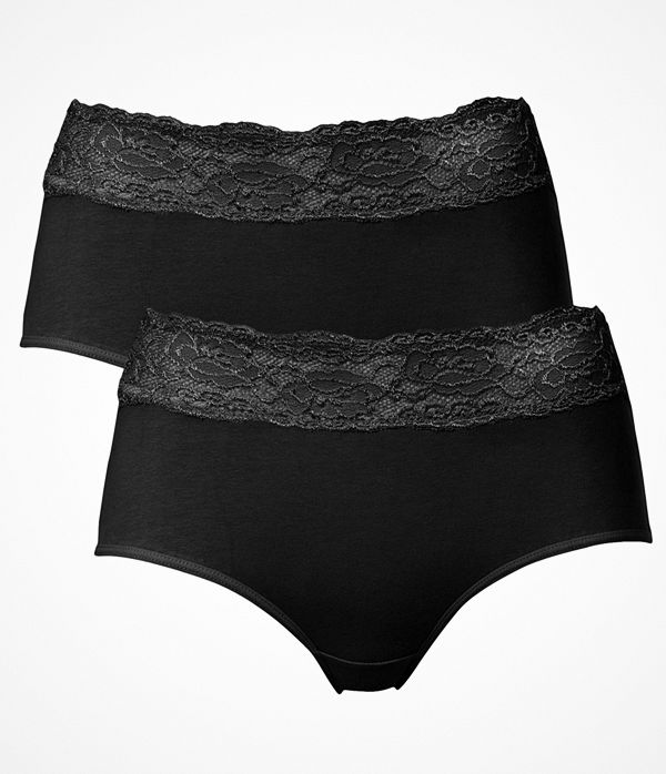 Trofé 2-pack Trofe Lace Trimmed Midi Briefs Black