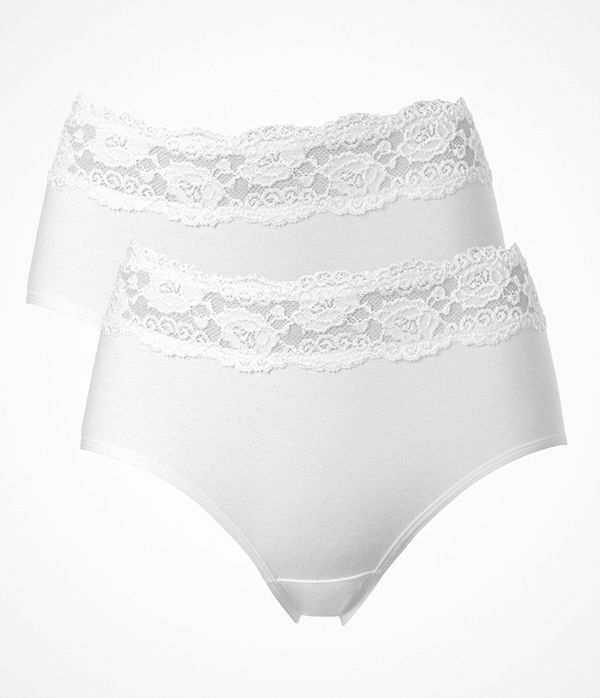 Trofé 2-pack Trofe Lace Trimmed Midi Briefs White