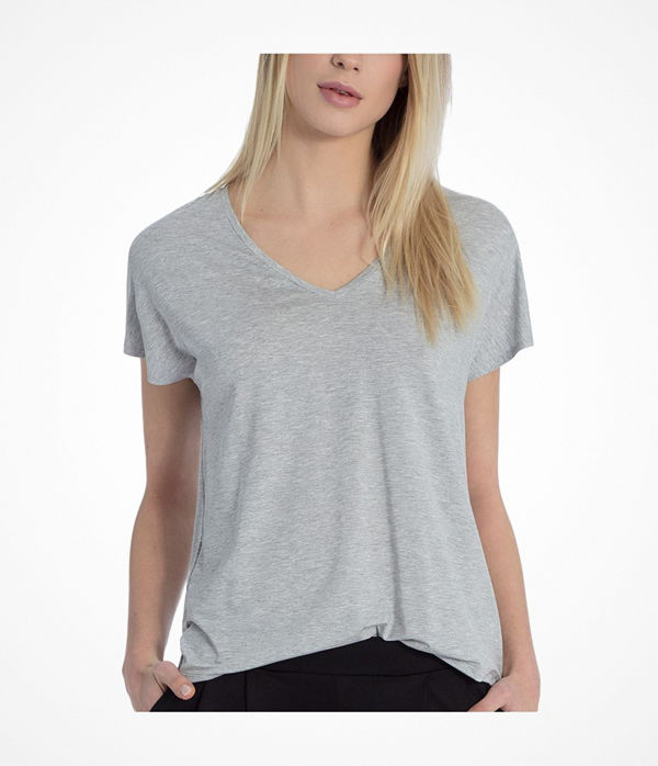 Calida Favourites Essentials Shirt Short Sleeve V Grey