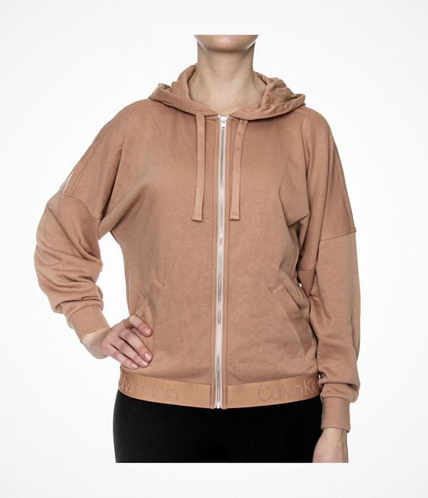 Calvin Klein Tonal Logo Full Zip Hoodie Light brown