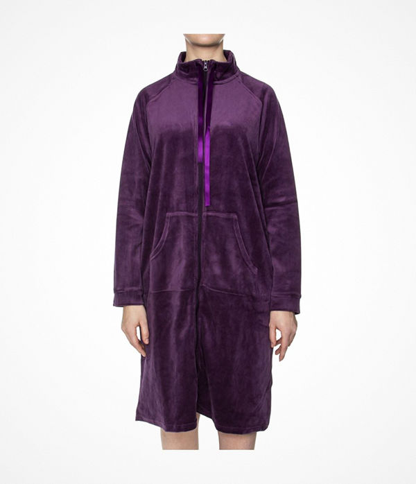 Damella Velour Zip Robe Deep purple