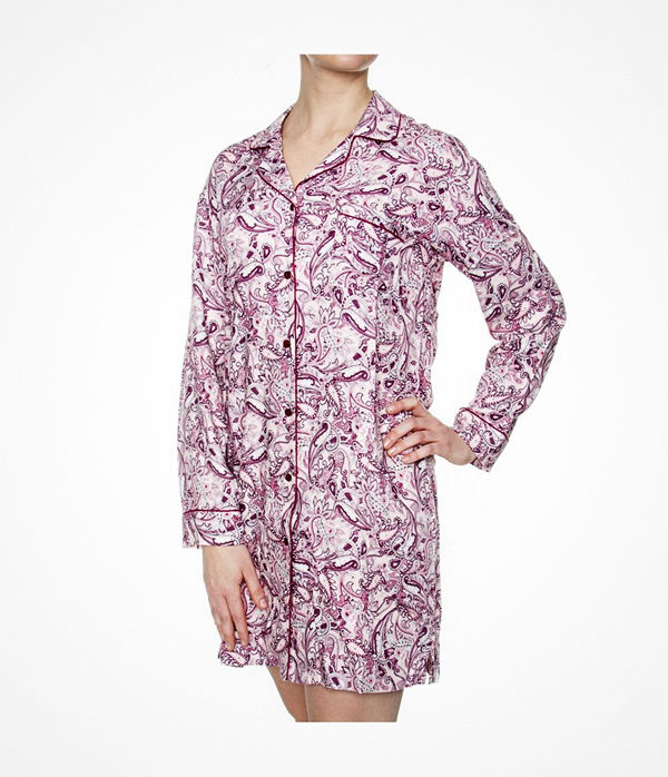 Damella Woven Viscose Nightshirt Pink Pattern