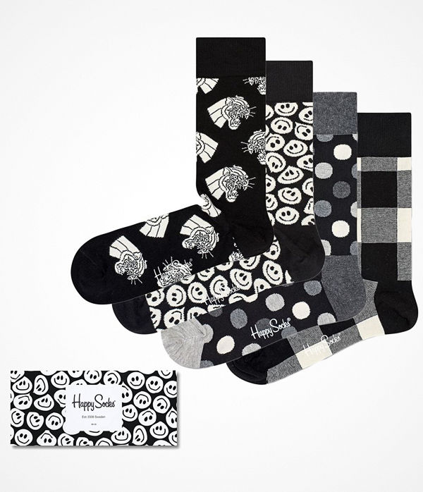 Happy Socks 4-pack Happy Socks Black and White Gift Box Multi-colour