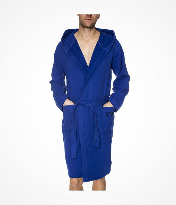 Armani Super Light Sponge Bathrobe Blue