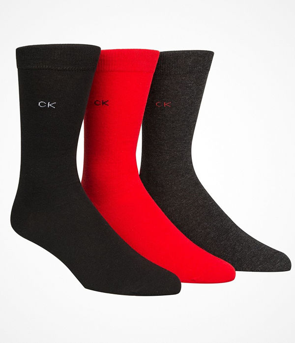Calvin Klein 3-pack Maddox Flat Knit Socks Gift Box Black/Red
