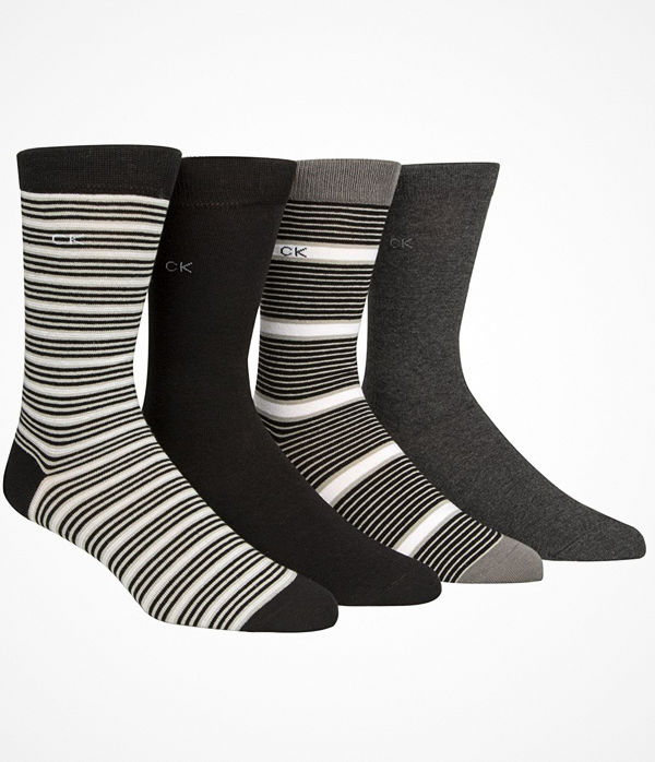 Calvin Klein 4-pack Kyler Striped Socks Gift Tin Black/Grey