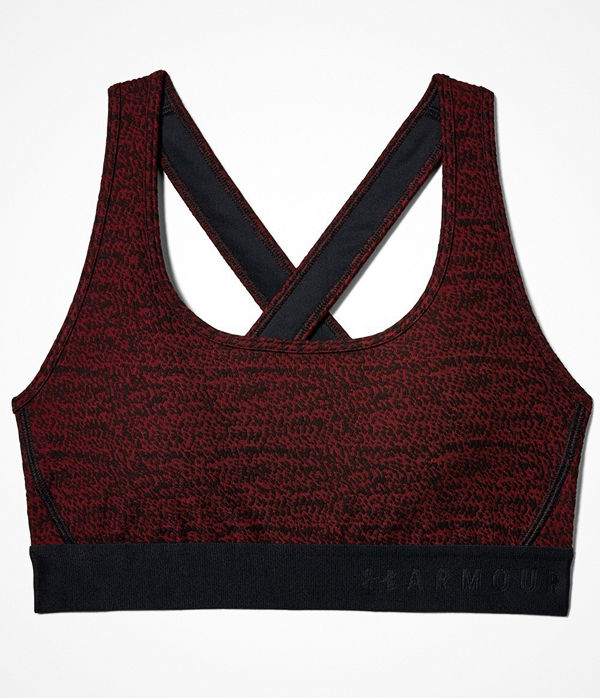 Under Armour Crossback Jacquard Sports Bra Red Pattern-2