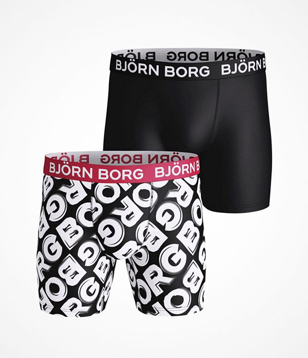Björn Borg 2-pack Performance Fast Name Shorts Black/White