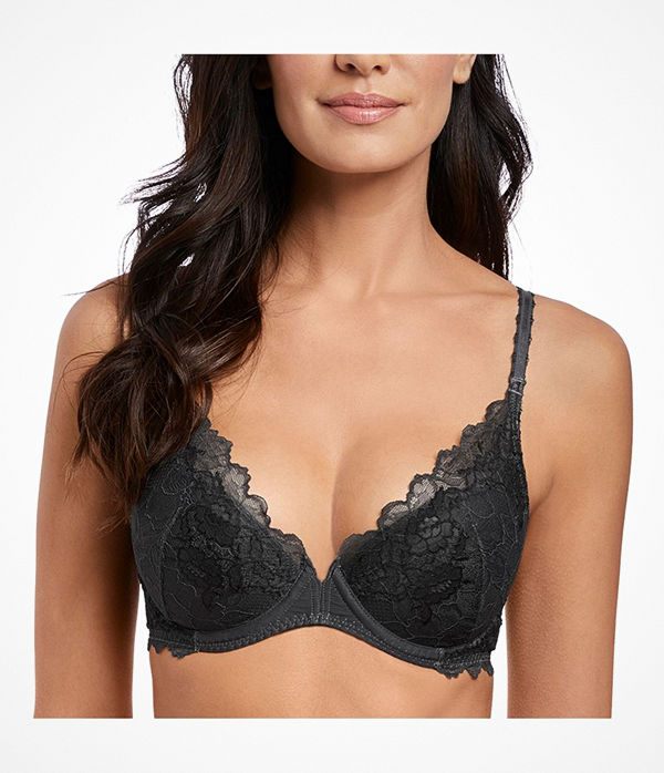 Wacoal Lace Perfection Plunge Push Up Bra Black