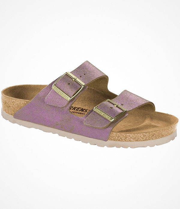 Birkenstock Arizona Leather Washed Metallic Pink