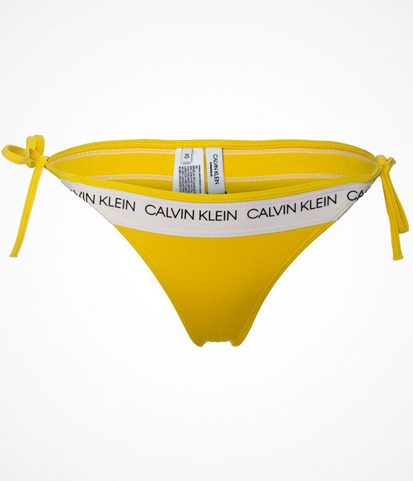 Calvin Klein CK Logo String Side Tie Bikini Yellow