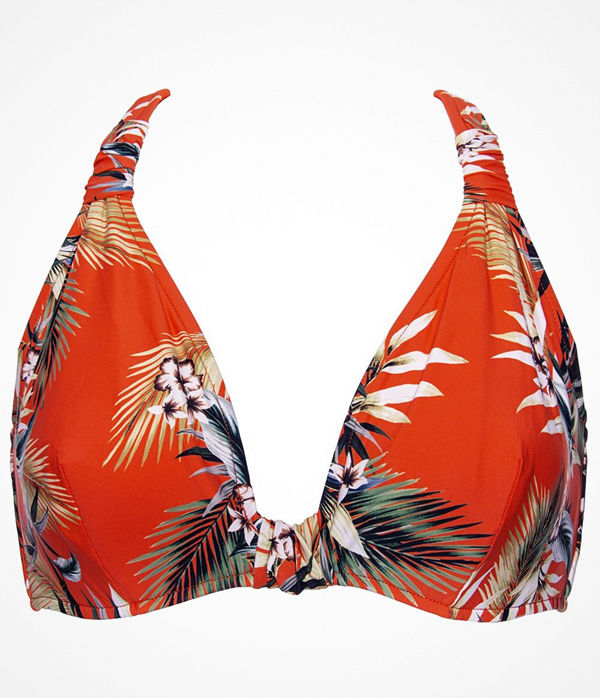 Seafolly Ocean Alley F Cup Halter Bikini Top Orange patterned