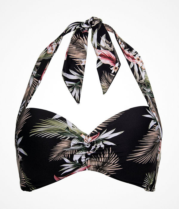 Seafolly Ocean Alley Soft Cup Halter Bikini Top Black pattern-2