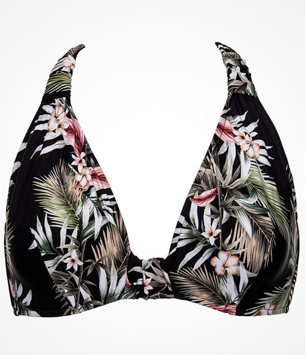 Seafolly Ocean Alley F Cup Halter Bikini Top Black pattern-2