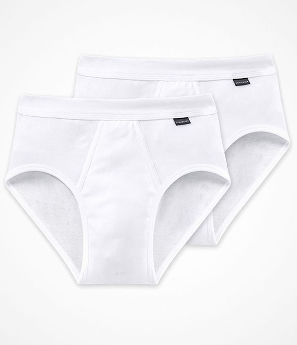 Schiesser 2-pack Essentials Fine Rib Sports Briefs White