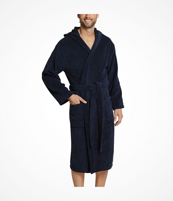 Schiesser Essentials Terry Cloth Bathrobe Navy-2
