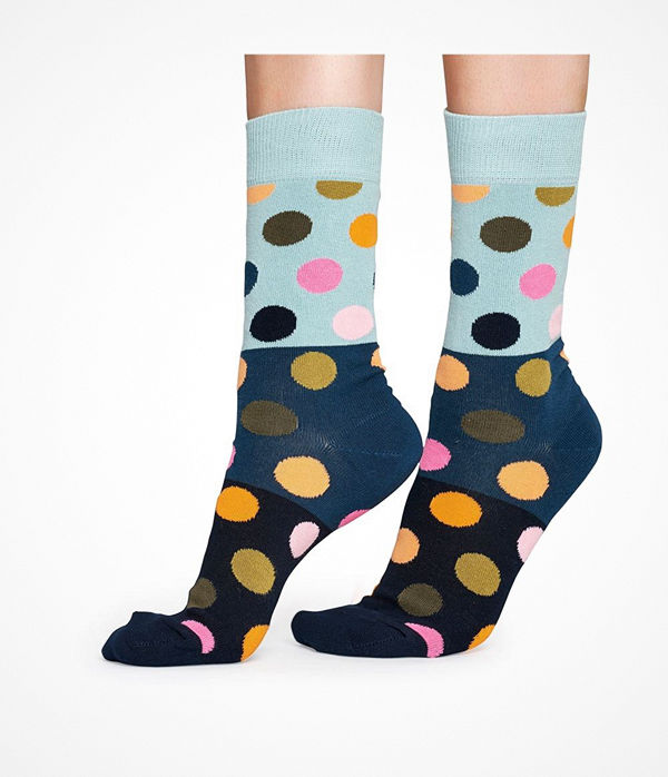 Happy Socks Happy Socks Big Dot Block Sock Blue Pattern