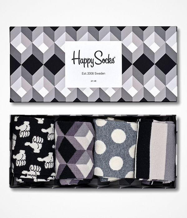 Happy Socks 4-pack Happy Socks Black And White Gift Box 900 Black/White