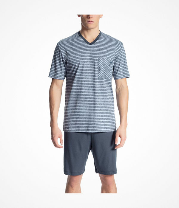 Calida Relax Streamline 2 Short Pyjama Blue Striped
