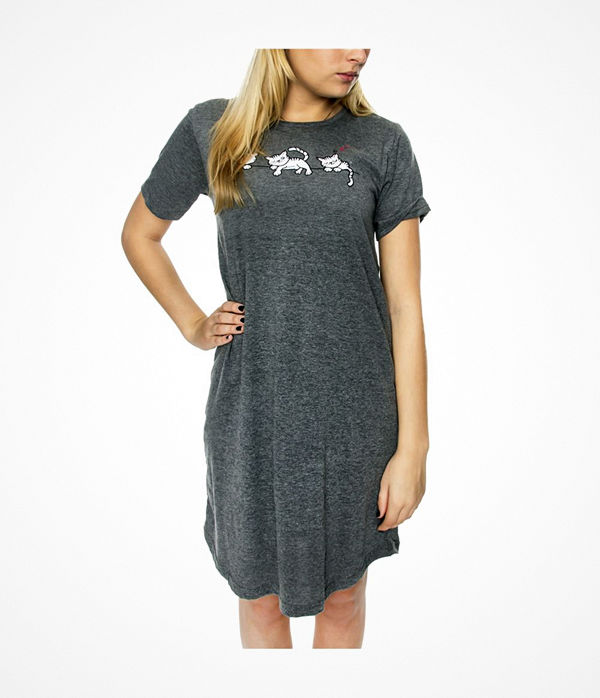 Damella Cats Nightdress SS Greymarl