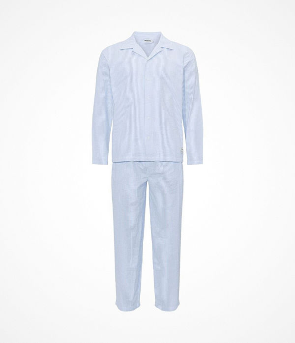 Resteröds Seersucker Pyjama Lt blue Stripe