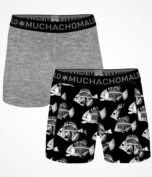 Muchachomalo 2-pack Cotton Fishbone Boxer Black pattern-2